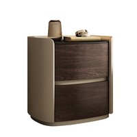 Table de chevet en pierre de roche de style minimaliste italien, bois massif, luxe léger, style Wabi-Sabi, table d'appoint simple et moderne, 2 tiroirs