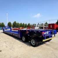 Personnalisé 2 axes 80T tête d'oie détachable lit bas camion remorque grande taille marchandises transport Lowboy Lowbed semi-remorque