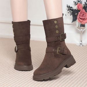 Botas Femininas <span class=keywords><strong>para</strong></span> Outono e Inverno Botas Western de Forro de Lã com Solado Grosso Botas Quentes de Alta Qualidade - Product Image 5