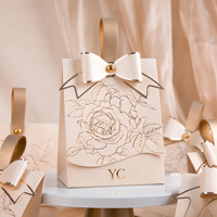Boîte cadeau portable en papier personnalisable, idéale pour les souvenirs de mariage, vente chaude
