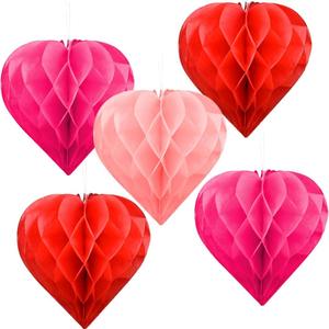 Guirlande décorative romantique <span class=keywords><strong>en</strong></span> forme de cœur nid d'abeille pour la Saint-Valentin, ornement de <span class=keywords><strong>boule</strong></span>, pour festivals, mariages, centres commerciaux, hôtels, <span class=keywords><strong>en</strong></span> <span class=keywords><strong>papier</strong></span> artisanal - Product Image 4