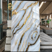 Panneau mural moderne en PVC anti-UV, étanche, blanc, noir, couleur marbre doré, motif floral, résistant à l'humidité, élégant, pour salle de bain et hôtel