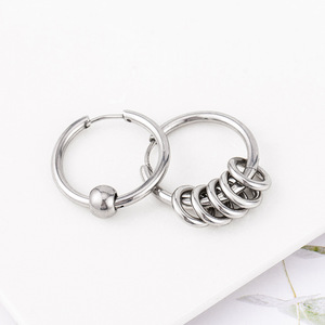 Pendientes de Aro Asimétricos de Acero de Titanio, Diseño Geométrico, Tamaño Grande, Joyería de Moda para Mujeres y Hombres - Product Image 4