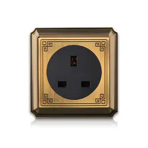 YINKA Home Appliances Wall Switch 3 Colors Optional Decoration Wall Antique Copper Luxury Electric Light FR UK EU Socket