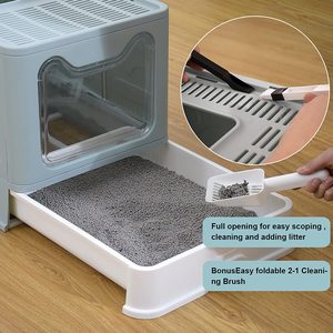 Caja de arena para gatos, lavabo para inodoro para mascotas, perros semicerrada caja de arena para limpiar, bandeja para perros y gatos, caja de arena antisalpicaduras para gatitos - Product Image 4