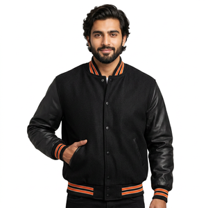 Blousons Bomber, de Baseball, Vintage, Letterman, Varsity en Cuir avec Manches Personnalisées OEM, Chaîne et Broderie Chenille - Product Image 1
