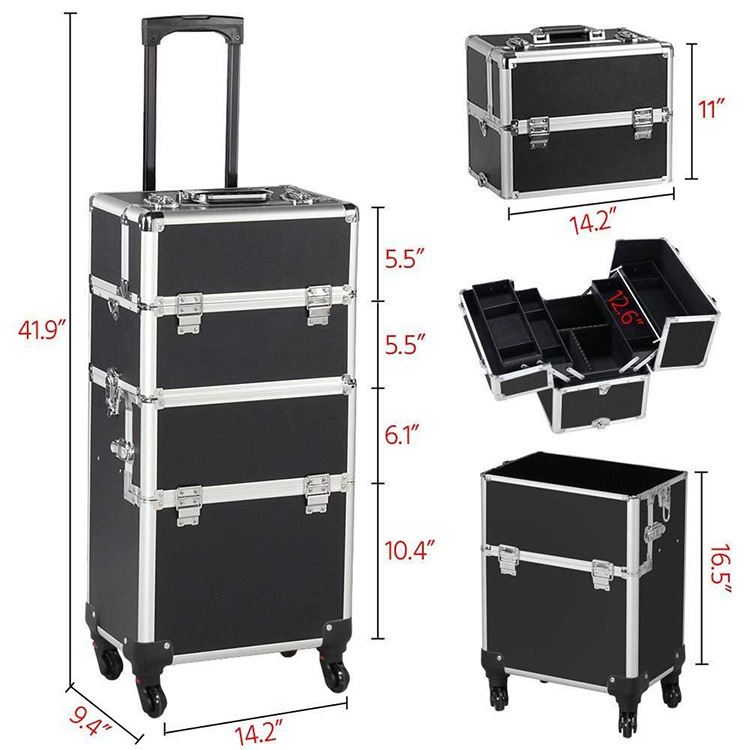 2 in 1 black trolley case