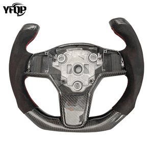 Volant de direction en carbone blanc Yole, volant de direction de voiture haut de gamme pour Tesla Model 3 Model X S Y - Product Image 1