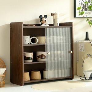 Solid Wood Cup Storage Rack 4 Layers <b>Tabletop</b> Display Cabinet For Coffee Tea Set - Product Image 2