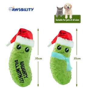 2025 lüks yeni ürün yeşil noel salatalık gıcırtılı peluş Chew oyuncaklar komik köpekler turşu Pet çiğneme ile oynarken peluş oyuncaklar - Product Image 6