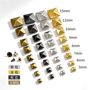 Rivets carrés en métal 15 mm, en fer plaqué, durables, pour bijoux DIY, sacs, accessoires décoratifs en cuir - Product Image 5