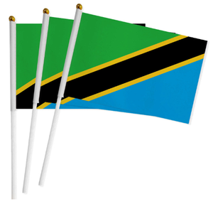 Produit publicitaire 14*21cm petit drapeau à main agitant les drapeaux tanzaniens électoraux avec poteau <span class=keywords><strong>en</strong></span> plastique - Product Image 2
