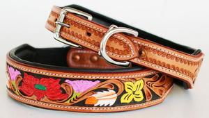 Vente chaude 100% cuir de vache coloré collier de chien solide usiné à la main travail rembourré Rivet dernière conception fabricant direct en gros - Product Image 3