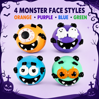 Collection de jouets à presser en silicone souple à montée lente, thème monstres d'Halloween, vente en gros, 4 styles de visages présentés