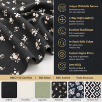 Échantillon Gratuit Tissu Imprimé Mousseline Bulle Seersucker Extensible Quadridirectionnel Résistant aux Déchirures Biologique 100% Polyester 120GSM Antistatique