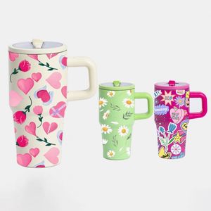 Custom 20oz Double Wall Vacuum Insulated Stainless Steel Cup <b>with</b> Handle and <b>Straw</b> Portable Leakproof Travel Coffee Mug - Product Image 5
