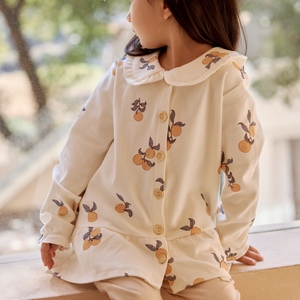 लड़की जैविक कपास कॉलर मुद्रित वसंत कार्डिगन पोशाक - Product Image 1