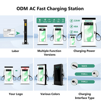 Chargeur EV AC double pistolet 22 kW avec écran publicitaire 43 pouces, station de recharge RFID OCPP 1.6J pour hôtels et parkings de centres commerciaux