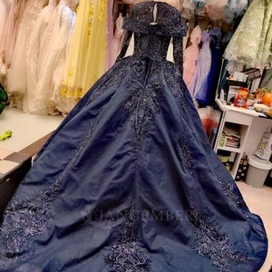 Lsany223 Vestido de Noche Moderno Azul para Maternidad, Estilo Bola, con Cola Capilla y Escote Corazón, Personalizable por el Fabricante, para Mujeres Musulmanas - Product Image 4