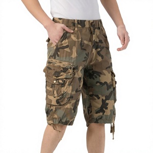 Shorts cargo camouflage pour homme, taille mi-haute, respirants, style toile, décontractés, avec poches et fermeture boutonnée - Product Image 3