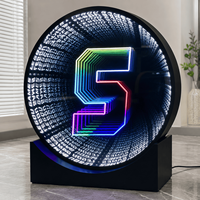 Enseigne LED Miroir Infini OEM ODM, Boîte Lumineuse Néon Acrylique, Affichage Logo Personnalisé pour Magasin Commercial, Hôtel, Centre Commercial
