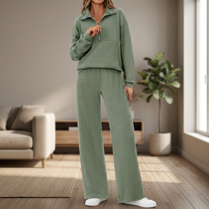 Conjunto Deportivo de Dos Piezas para Mujer, Estampado, Cintura Alta, Pantalones Anchos, Elástico en Cuatro Direcciones, Ecológico - Product Image 2