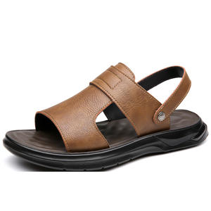 Sandales à semelles épaisses pour homme, chaussures de plage à semelle souple pour l'été, tongs en cuir souple pour homme, usage double, décontractées - Product Image 1