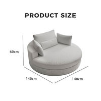 Fauteuil rond rembourré en mousse haute densité sans structure avec coussins, ensemble de meubles de salon, personnalisation en usine
