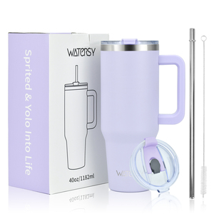 Sang trọng thép không gỉ 40oz bia Tumbler Mug với xử lý và kim loại rơm du lịch cà phê cắm trại thermoses xe cup hiện đại Handgrip - Product Image 1