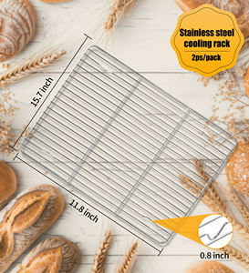 Grille de refroidissement en fil d'acier inoxydable pour biscuits, pain et gâteaux, réutilisable, portable, résistante à la chaleur, antiadhésive, accessoires pour la cuisson de pizzas et le <span class=keywords><strong>barbecue</strong></span> - Product Image 4