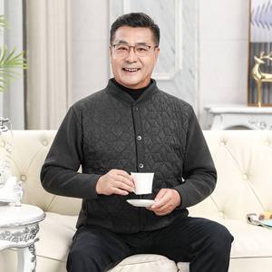 Conjunto de Cárdigan Informal con Logotipo Personalizado para Hombres de Mediana Edad y Mayores, Chaqueta Acolchada de Terciopelo para Invierno, para Papá y Abuelo - Product Image 6