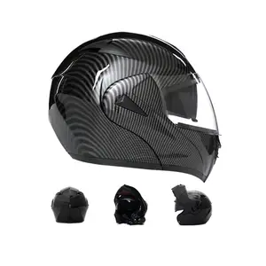 Classic futuristic noir removable chin pad openface visor carbon fiber full face motorcycle helmet