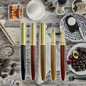 도매 레트로 스포츠 스타일 1.0mm 0.7mm 젤 볼펜 레트로 나무 사인펜 대나무 바디 구리 황동 볼펜 - Product Image 2