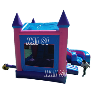 Château gonflable rose, violet et <span class=keywords><strong>bleu</strong></span>, château gonflable princesse, château gonflable extérieur, toboggan combiné sec pour fête commerciale - Product Image 6