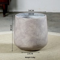 Pot Bunga Minimalis Nordik dari Tanah Liat Magnesium & Semen Ukuran Ekstra Besar untuk Ruang Tamu, Mal, Lantai Putih, Tanaman Hijau dalam Pot