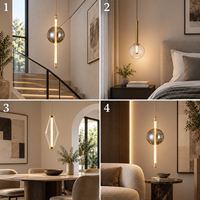 Lampe suspendue moderne pour chevet, boule de verre transparente, finition dorée, pour chambre à coucher, table de chevet, table à manger, comptoir de bar, café, coin décoratif, maison