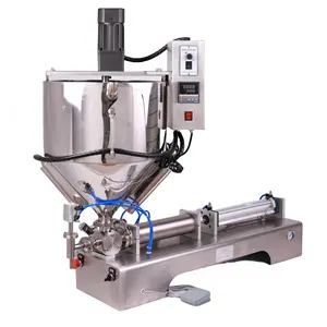 Piston Shampoo Cosmetic Pneumatic Filling Machine For Cream Jam And Liquid Paste Filling With Heating And Stirring Hopper Oil