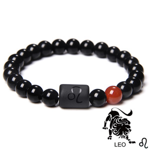 Joyas de piedras preciosas hechas a mano, pulsera de cuentas de ágata negra, pulsera de cuentas con signo del zodiaco a la moda, venta al por mayor - Product Image 5