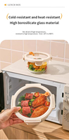 Ensemble de 3 récipients de conservation alimentaire ronds en verre borosilicate de haute qualité avec couvercles à fermeture sécurisée, hermétiques, anti-fuites, compatibles micro-ondes