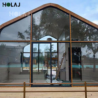 Restaurant extérieur imperméable en aluminium préfabriqué, café, glamping, maisonnette en verre avec salle de bain, hôtel