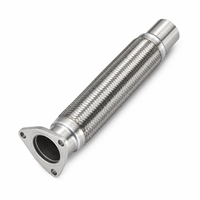 Tuyau flexible d'échappement en acier inoxydable avec bride triangulaire à 3 boulons et tube d'extension pour réparation automobile.