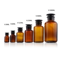 30ml 60ml 125ml 250ml 500ml verre noir brillant mat, bouteille de réactif de laboratoire de pharmacie, pot d'apothicaire avec bouchon en verre