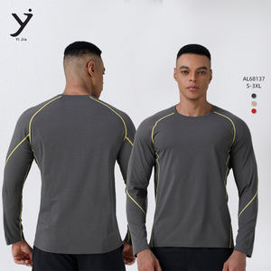Premium Moisture-Wicking Slim-Fit Long-Sleeve Athletic Shirt with Contrast <b>Stitching</b> Men's performance Activewear <b>Top</b> - Product Image 2