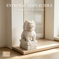 Figurine de Qilin en marbre blanc résistant aux intempéries, sculpture artisanale en pierre, ornement architectural en pierre pour place commerciale