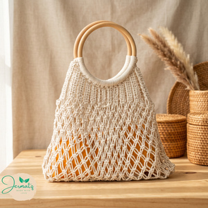 Bolso de mano bohemio de yute tejido con asa de madera, diseño hueco y decoración de borlas para la playa, uso diario, bolso de mujer - Product Image 2