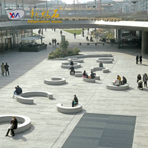 Nuevos Materiales de Construcción de Piedra, Banco de Piedra GRC, Silla Redonda Gris, Muebles para Interiores y Exteriores, Muebles para Centros Comerciales, Hechos a Medida - Product Image 2