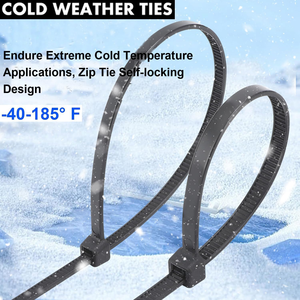 روابط كابلات بلاستيكية قابلة لإعادة الاستخدام عالية الجودة، متوفرة باللونين الأسود والأبيض، بأحجام 4/6/8/10 بوصة، مصنوعة من النايلون 66 - Product Image 1