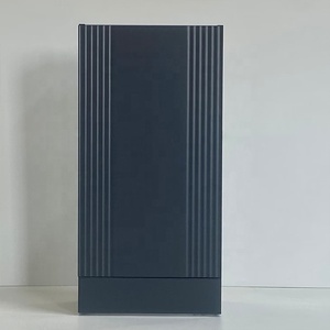 Meuble-lavabo PTB moderne demi-corrugué 390 à porte simple, à poser au sol, <span class=keywords><strong>gris</strong></span> noir forgé, pour salle de bain - Product Image 3