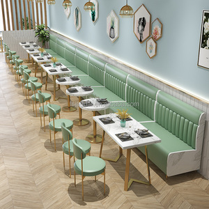 Mobilier de salle à manger commercial de luxe : canapé banquette vert menthe + table ronde/rectangulaire pour bistro/<span class=keywords><strong>brasserie</strong></span> - Product Image 1