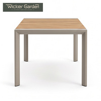 Chaises de salle à manger d'extérieur empilables en aluminium, fauteuils en plastique-bois pour patio, jardin, hôtel, restaurant - Vente en gros usine
